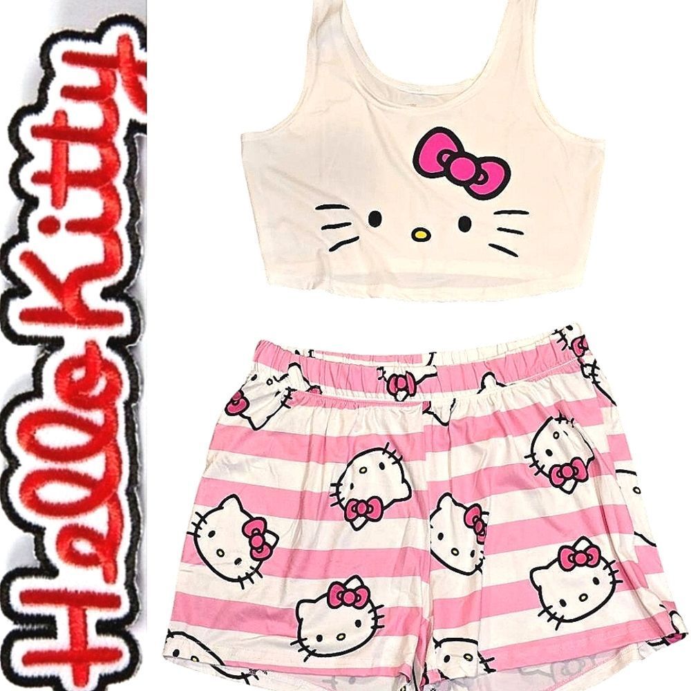 Hello Kitty Logo Crop‎ Tank & High Waist Short Sleepwear Set